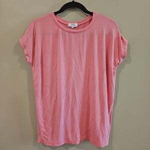 Piko Green Earth Fashion Solid Pink Short Sleeve Stretch Tee Shirt Small